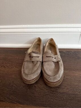 Anne Klein Women’s Taupe Suede Penny Loafers